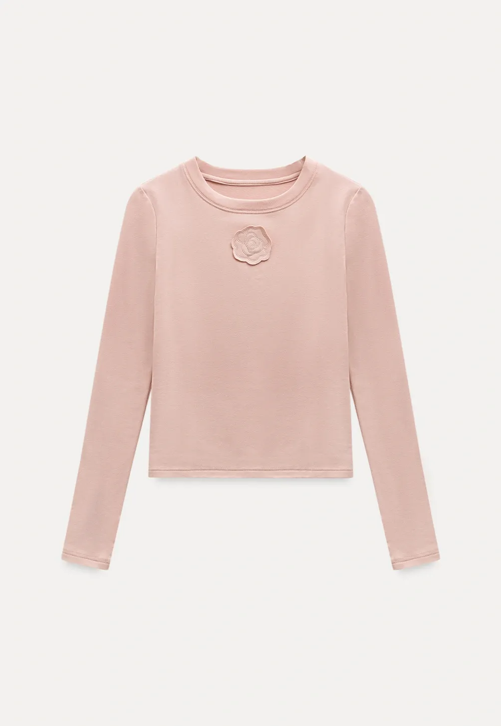 Women Long Sleeve Top with Flower Detail