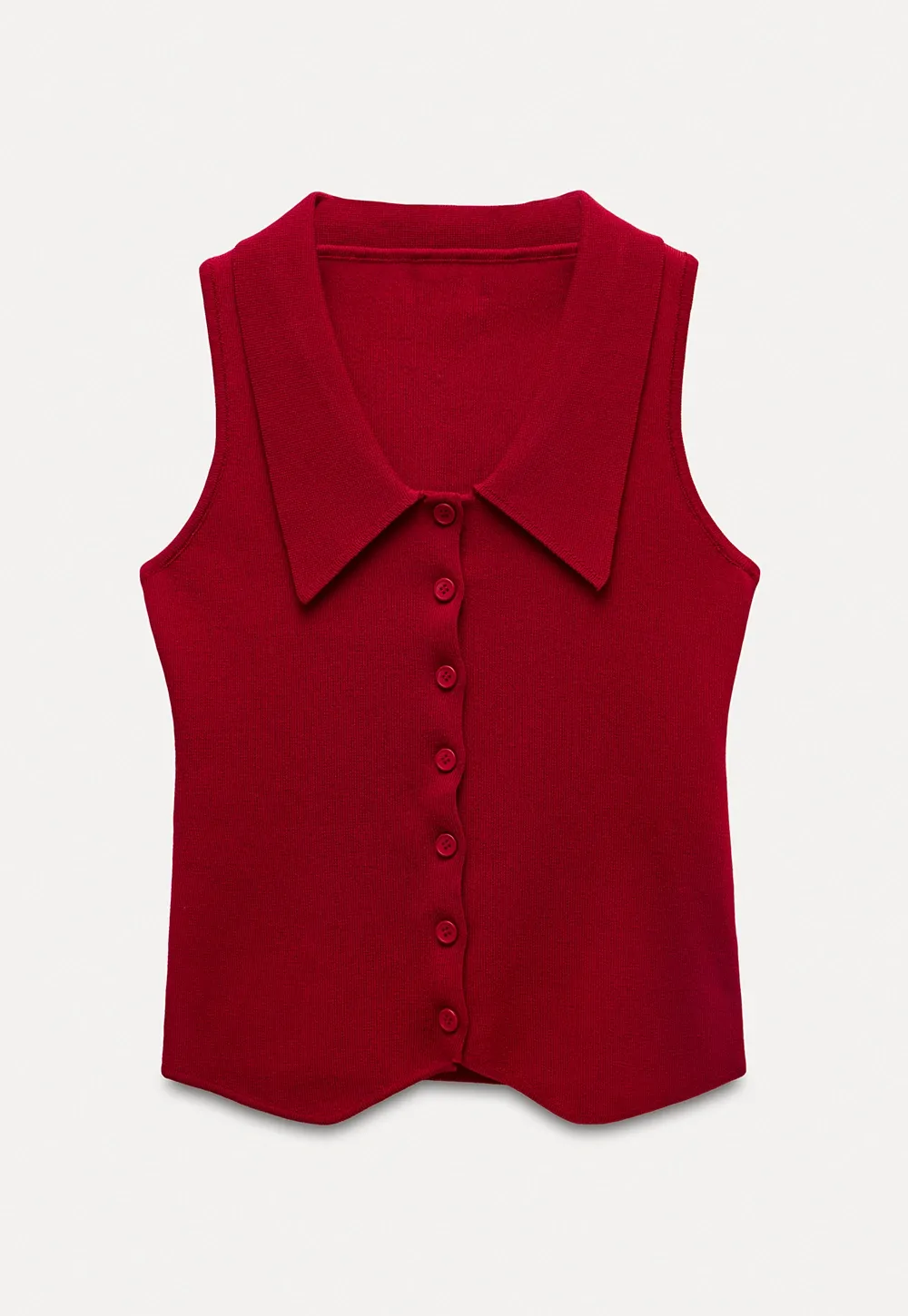 Collared Sleeveless Knit Top