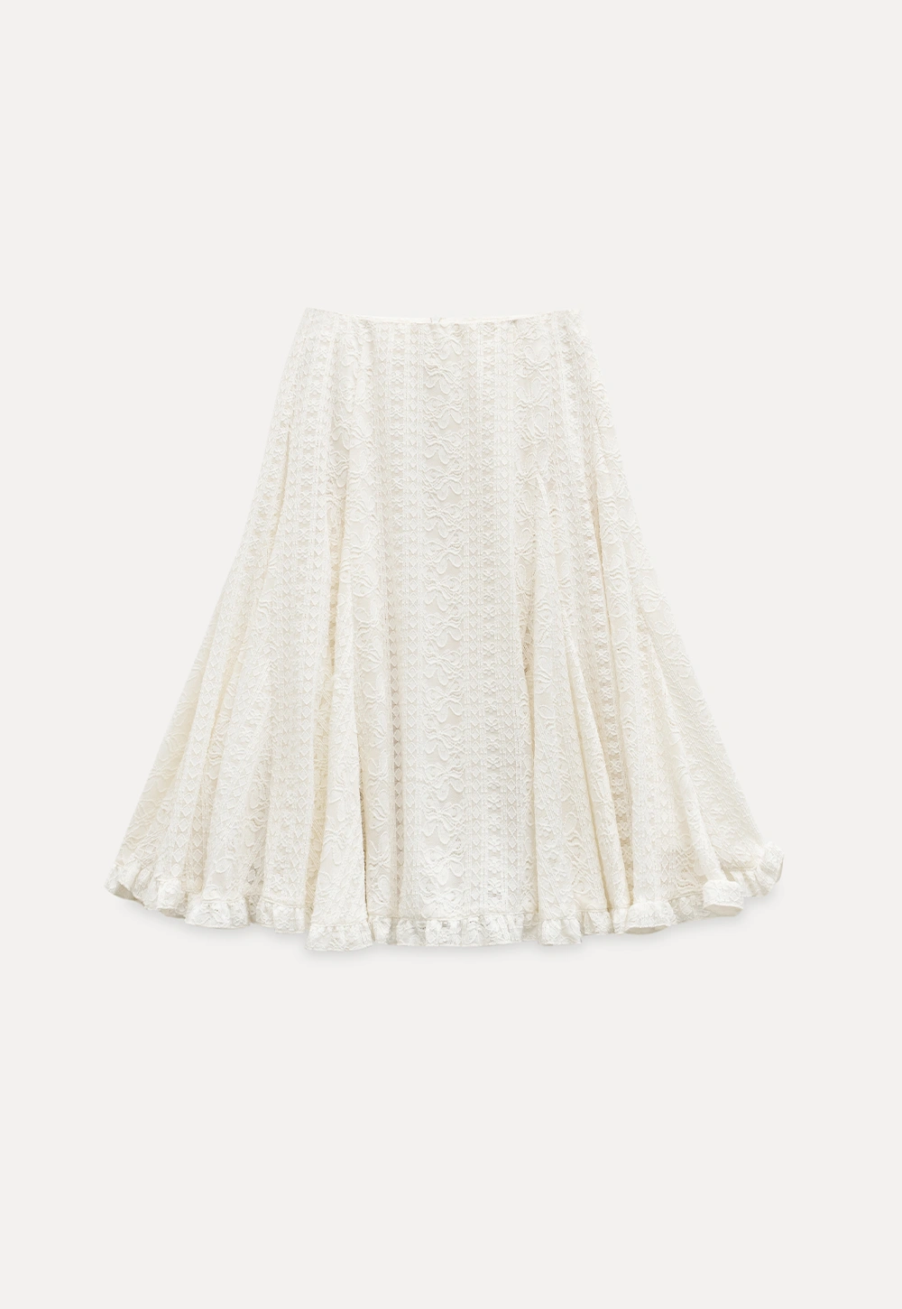 Elegant White A-Line Lace Skirt
