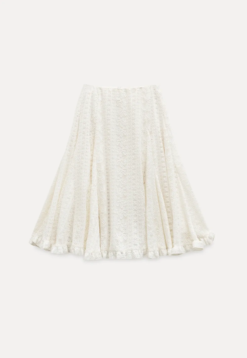 Elegant White A-Line Lace Skirt