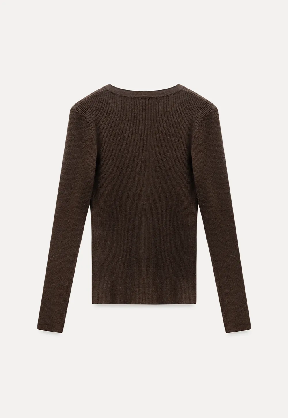 Womens Ribbed Long Sleeve V-Neck Button Top