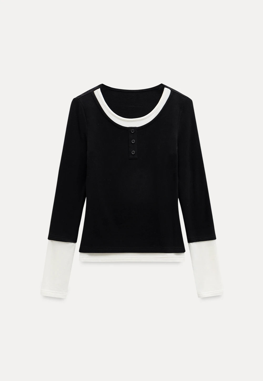 Womens Colorblock Long Sleeve Henley Top