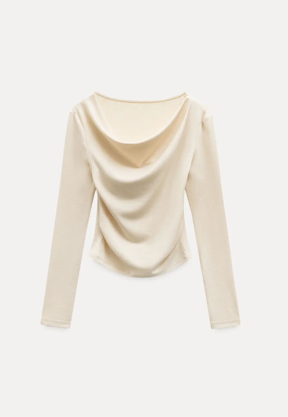 Womens Long Sleeve Drape Neck Top