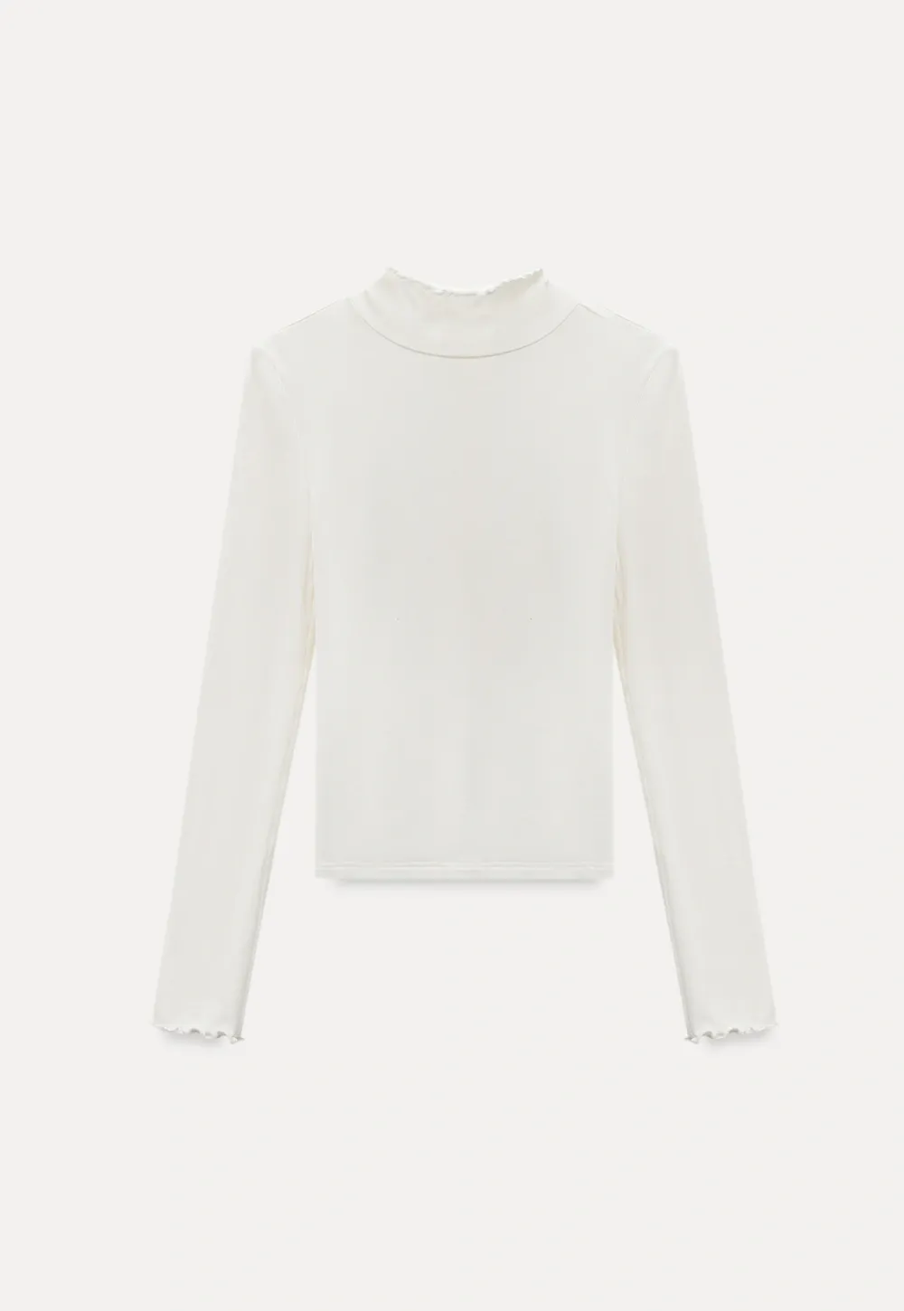Women’s White Long Sleeve Turtleneck Top
