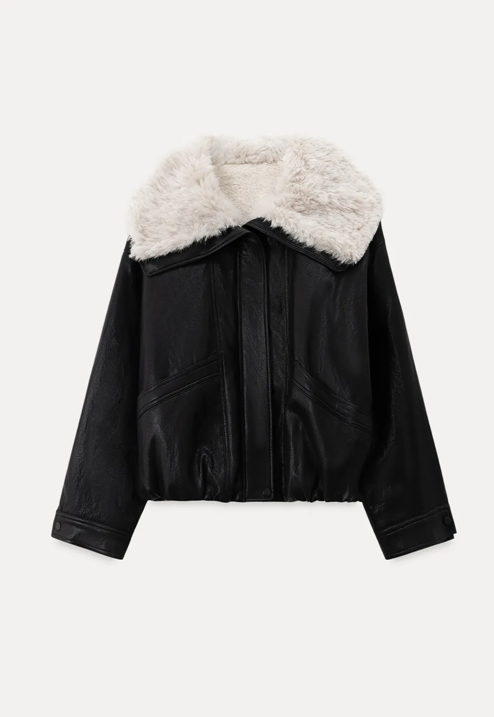 Faux Leather Jacket with Faux Fur Collar