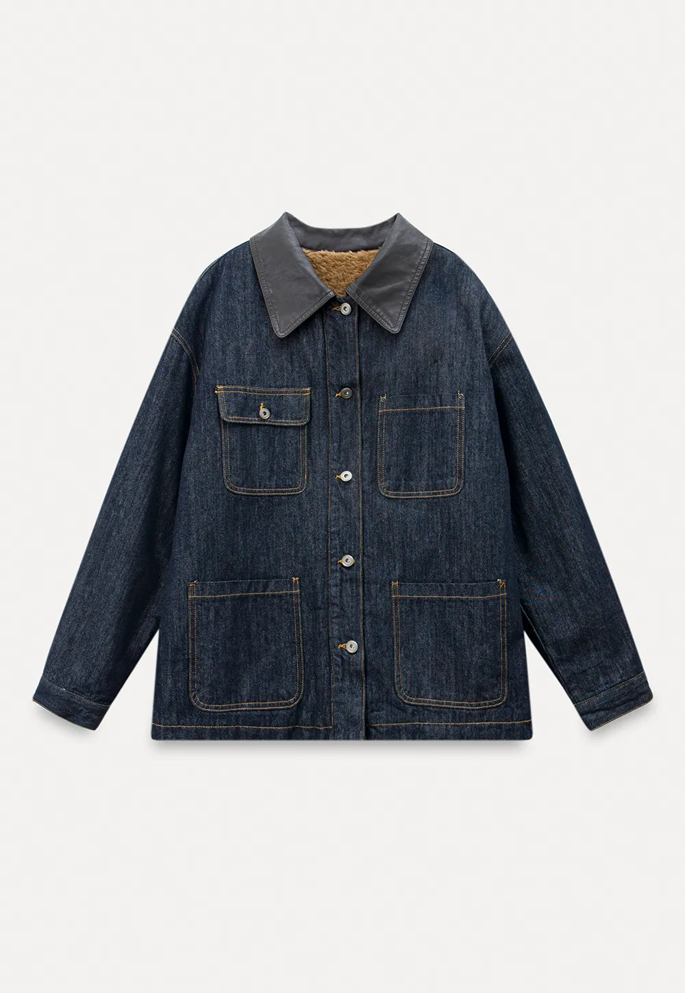 Denim Jacket with Contrast Collar