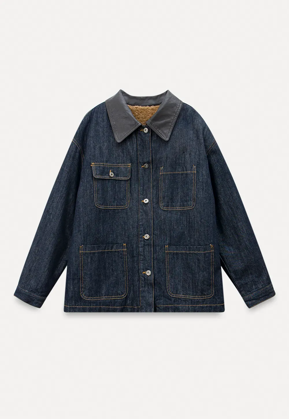 Denim Jacket with Contrast Collar