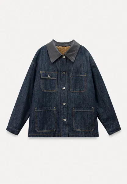Denim Jacket with Contrast Collar