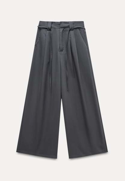 Wide-Leg Pleated Pants
