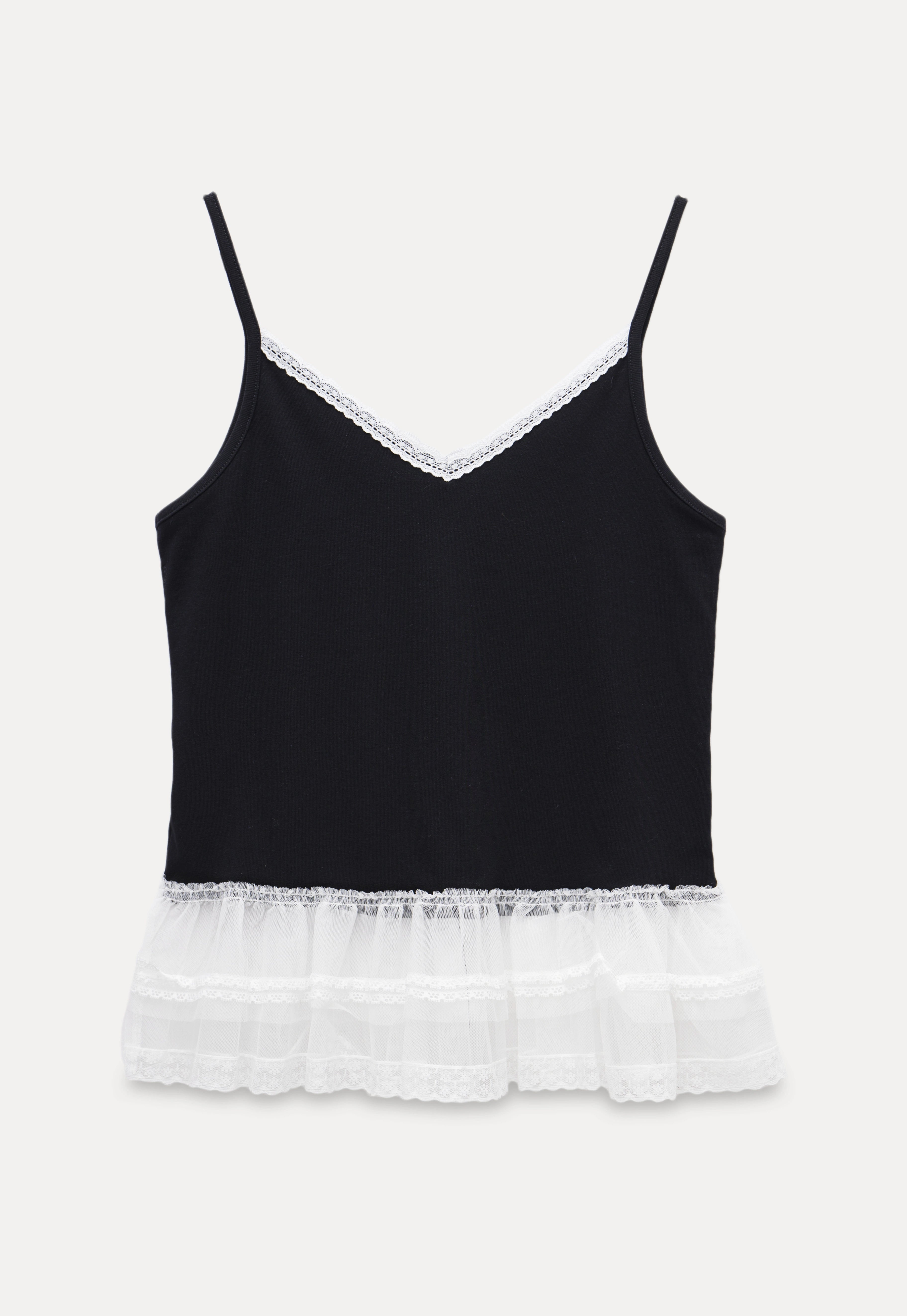 Lace Trim Layered Hem Cami Top2