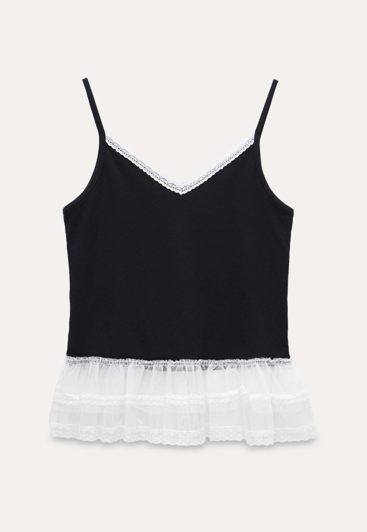 Lace Trim Layered Hem Cami Top2