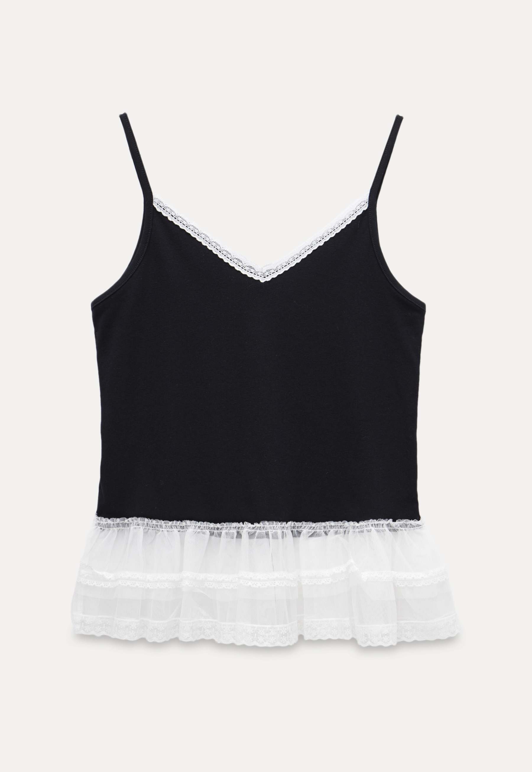 Lace Trim Layered Hem Cami Top2