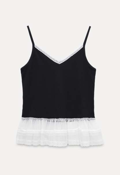 Lace Trim Layered Hem Cami Top2