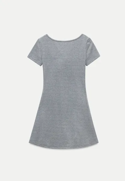 Bow Front Ruched Knit Mini Dress