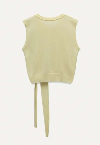 Women's Sleeveless Knit Top with Waist Tie