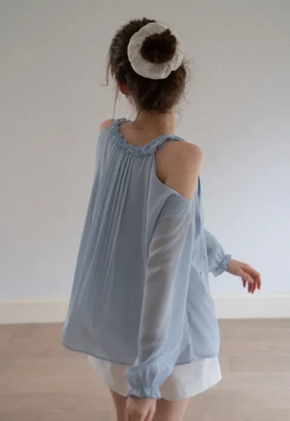 Women’s Cold-Shoulder Pleated Blouse