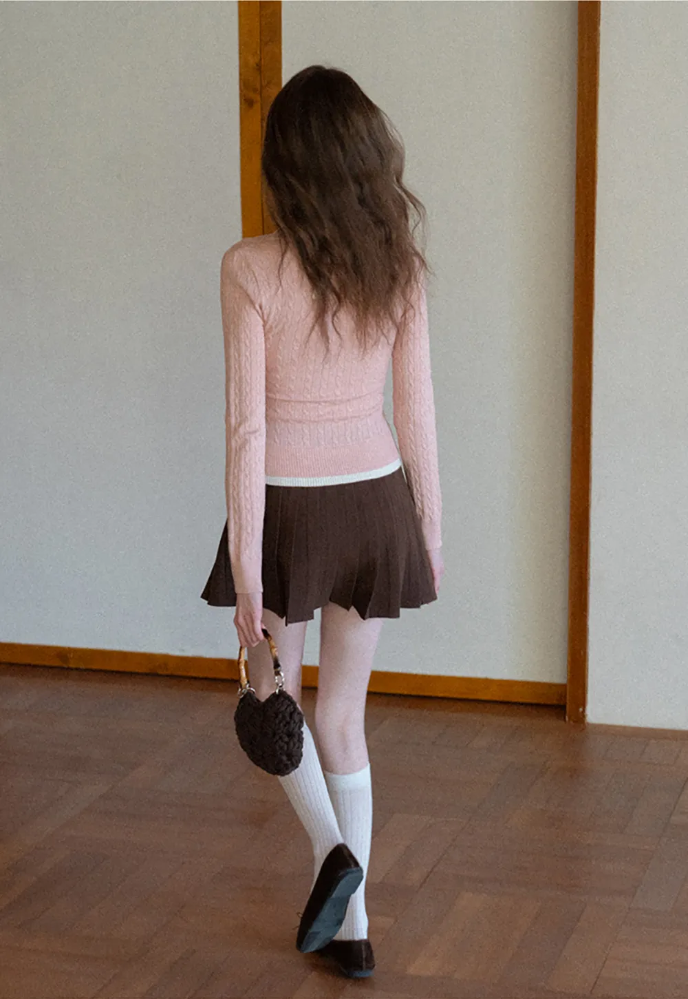 Cable Knit Sweater with Back Tie Detail