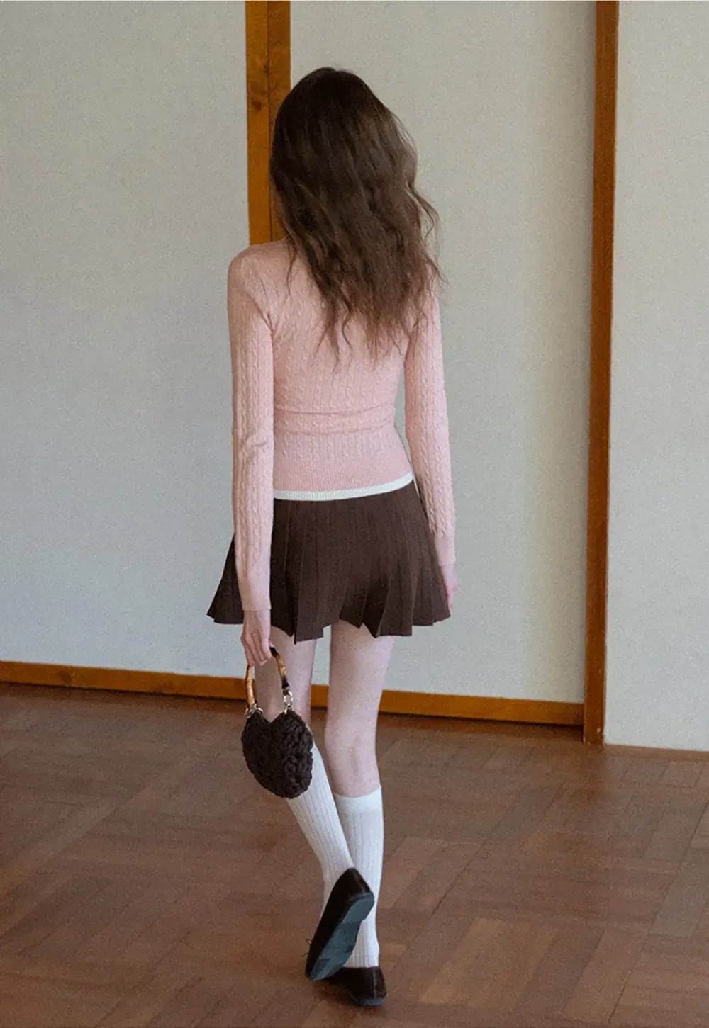 Cable Knit Sweater with Back Tie Detail