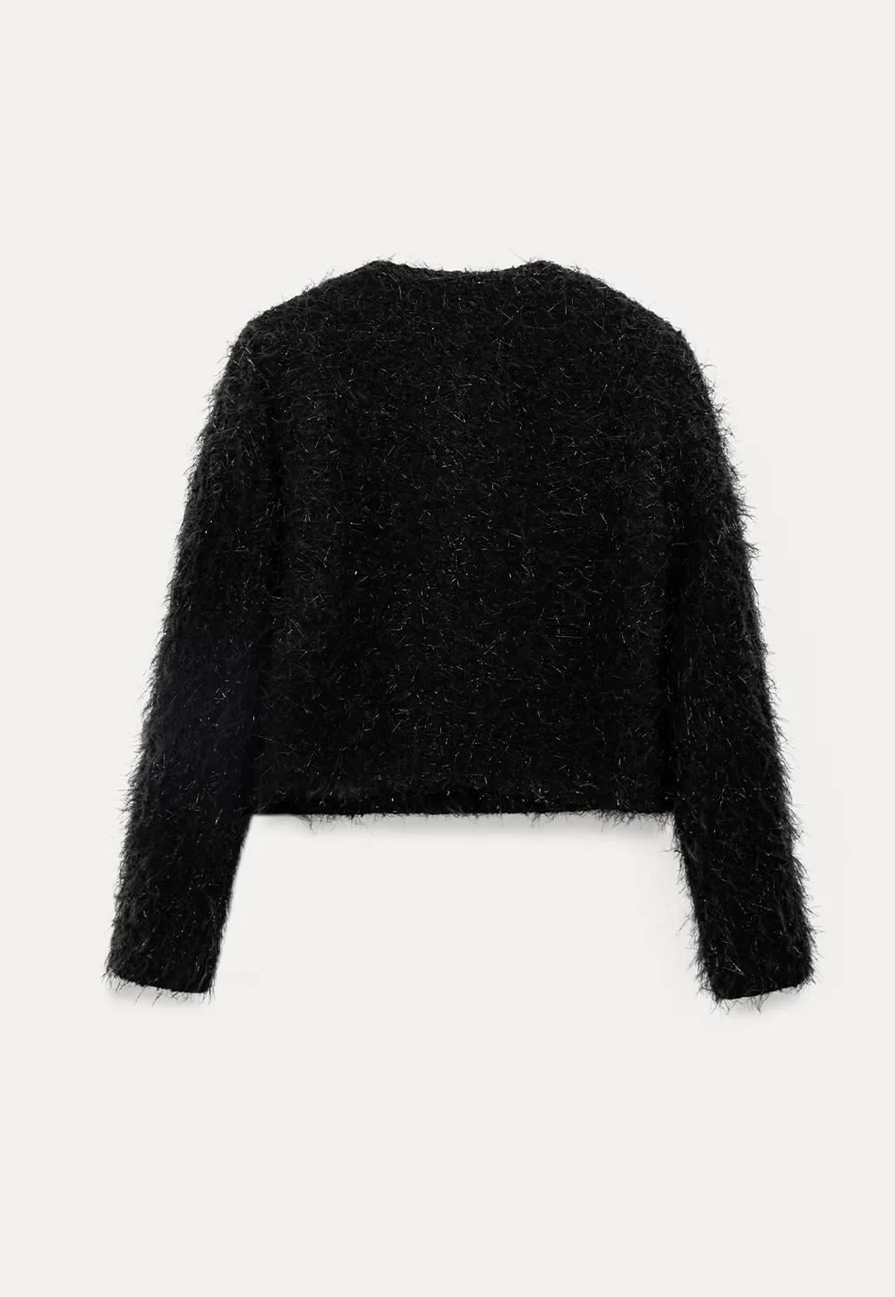 Fuzzy Knit Short Jacket with Button Detail