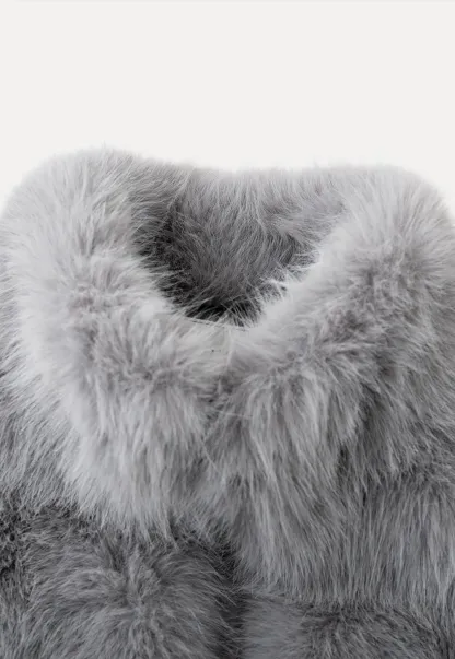 Fur Vest with High Collar Design