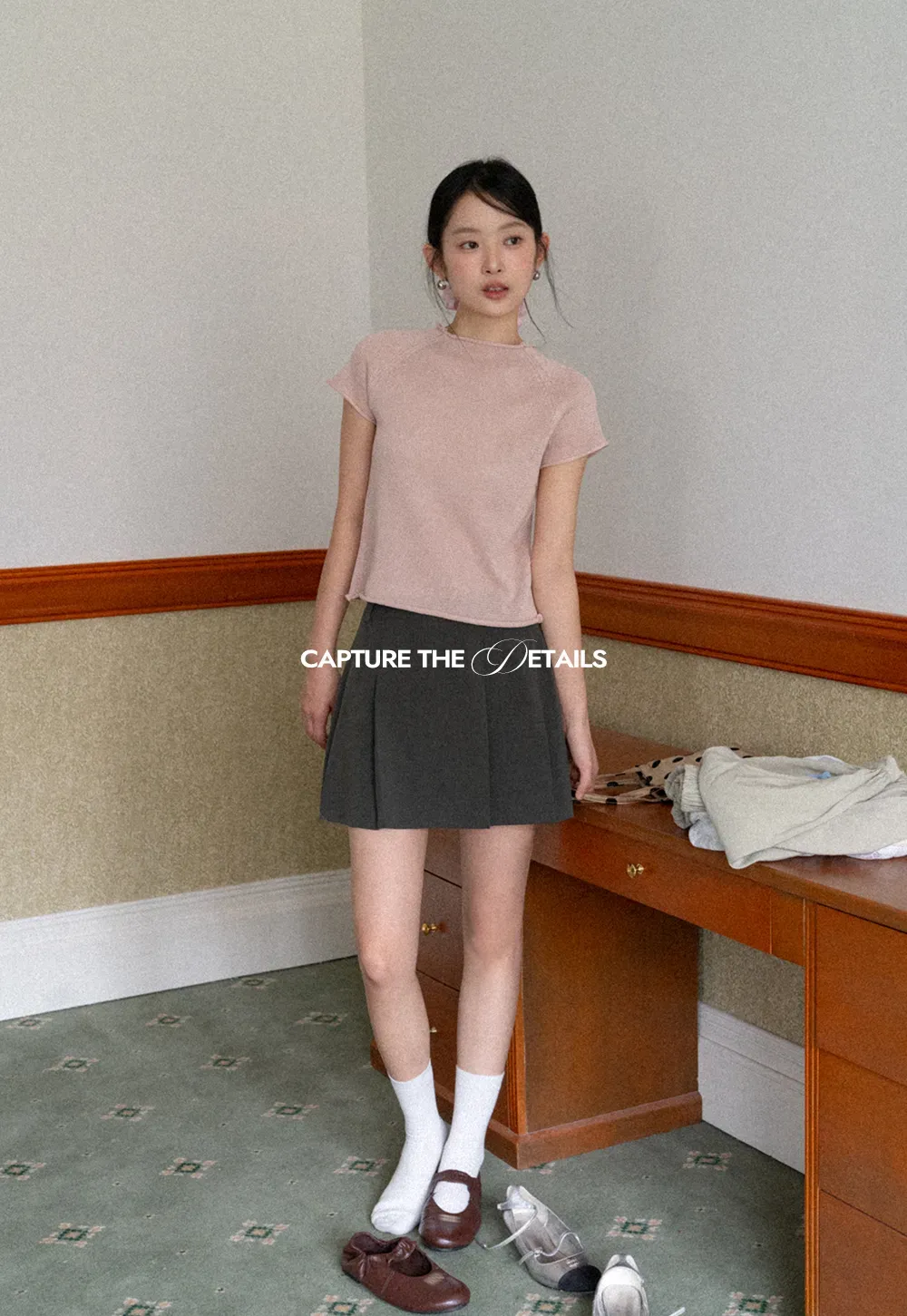 Pleated A-line Mini Skirt