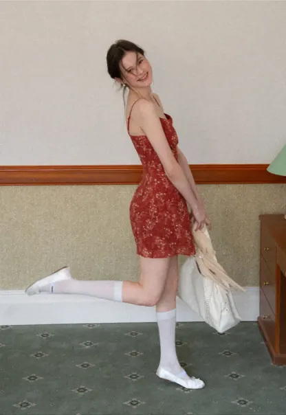 Floral Print Slip Dress with Thin Straps