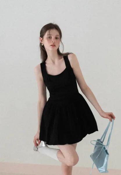 Sleeveless Square Neck Flared Mini Dress