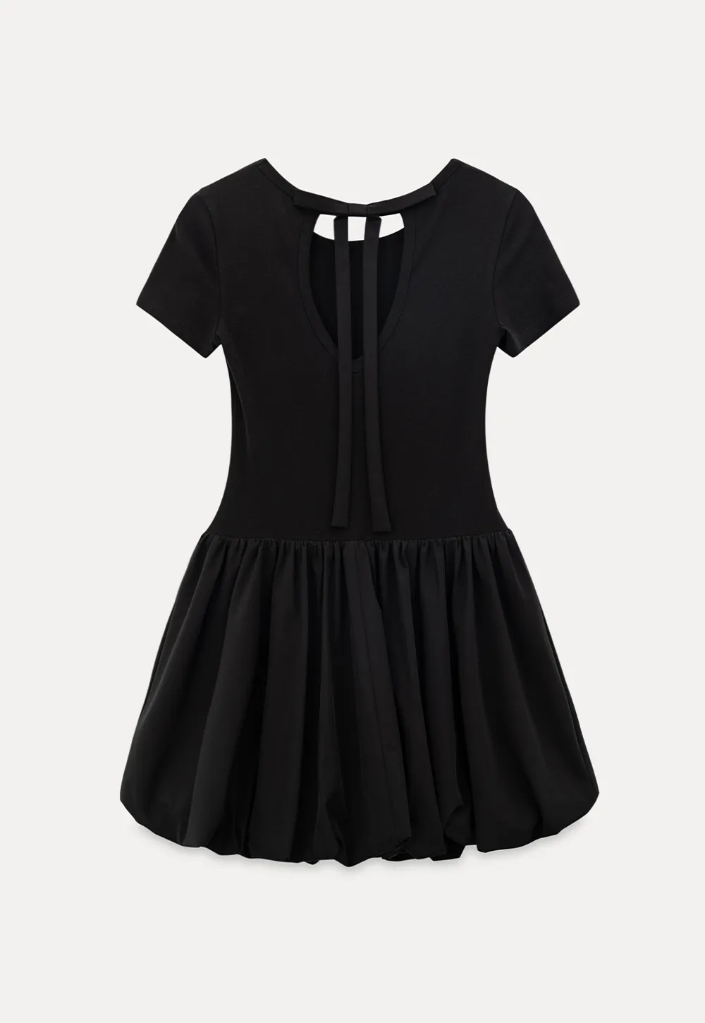 Short Sleeve Dress with Back Cutout and Bow Detail