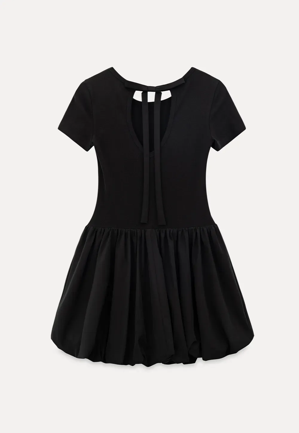 Short Sleeve Dress with Back Cutout and Bow Detail