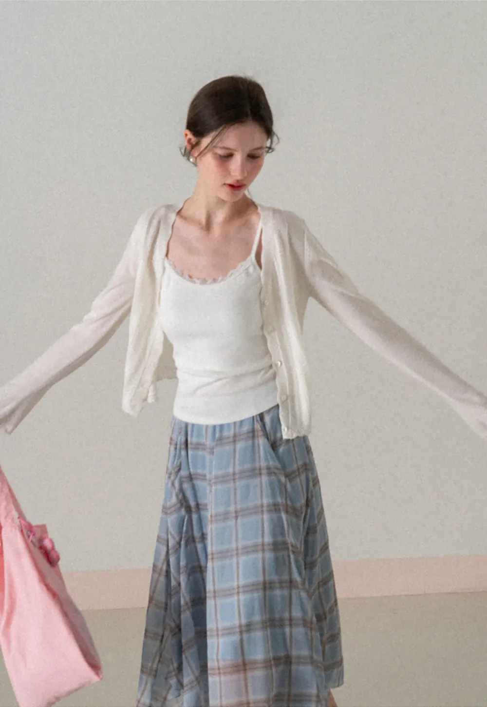 Long Sleeve Knit Sweater with Lace Trim