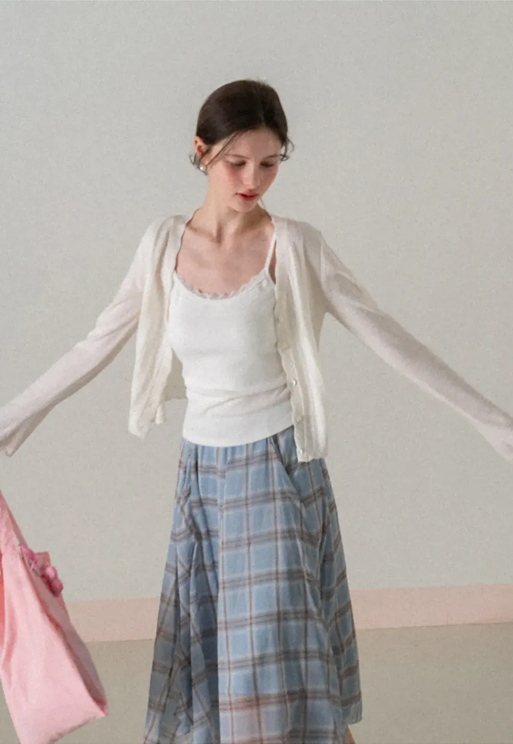 Long Sleeve Knit Sweater with Lace Trim