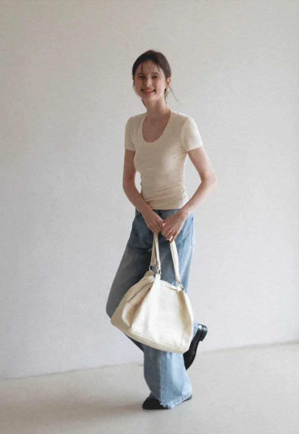 Short Sleeve Crop Top with Back Buttons