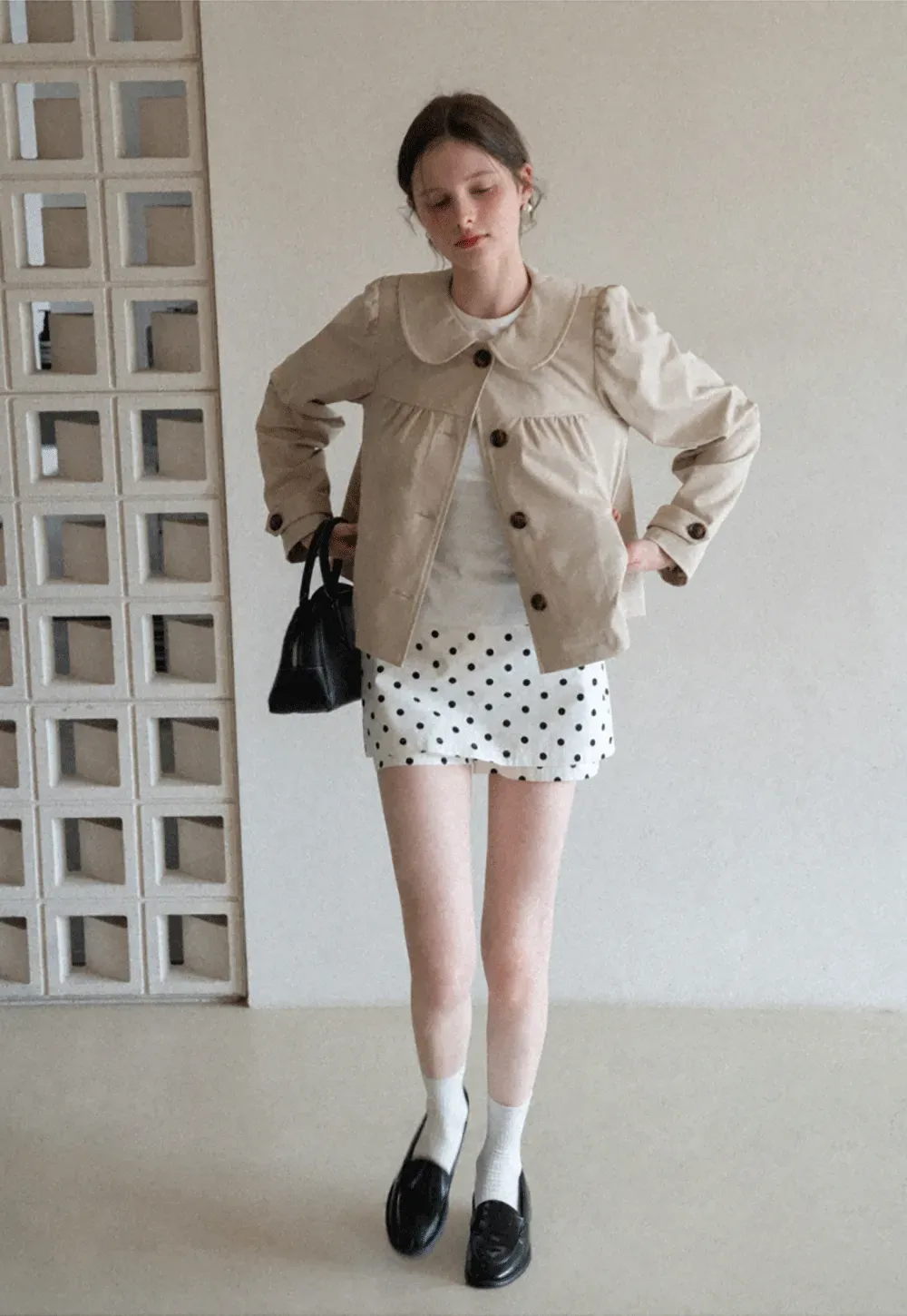 Polka dot mini skirt with layered hem