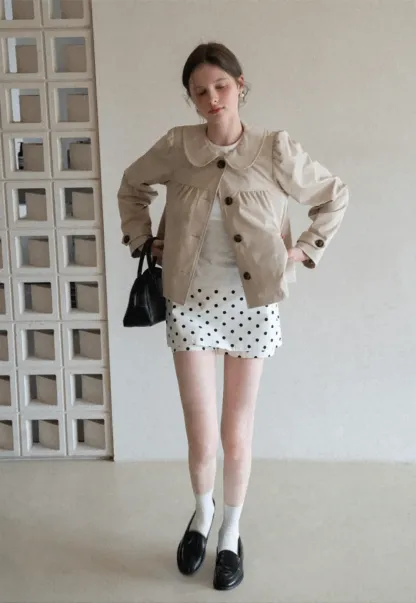 Polka dot mini skirt with layered hem