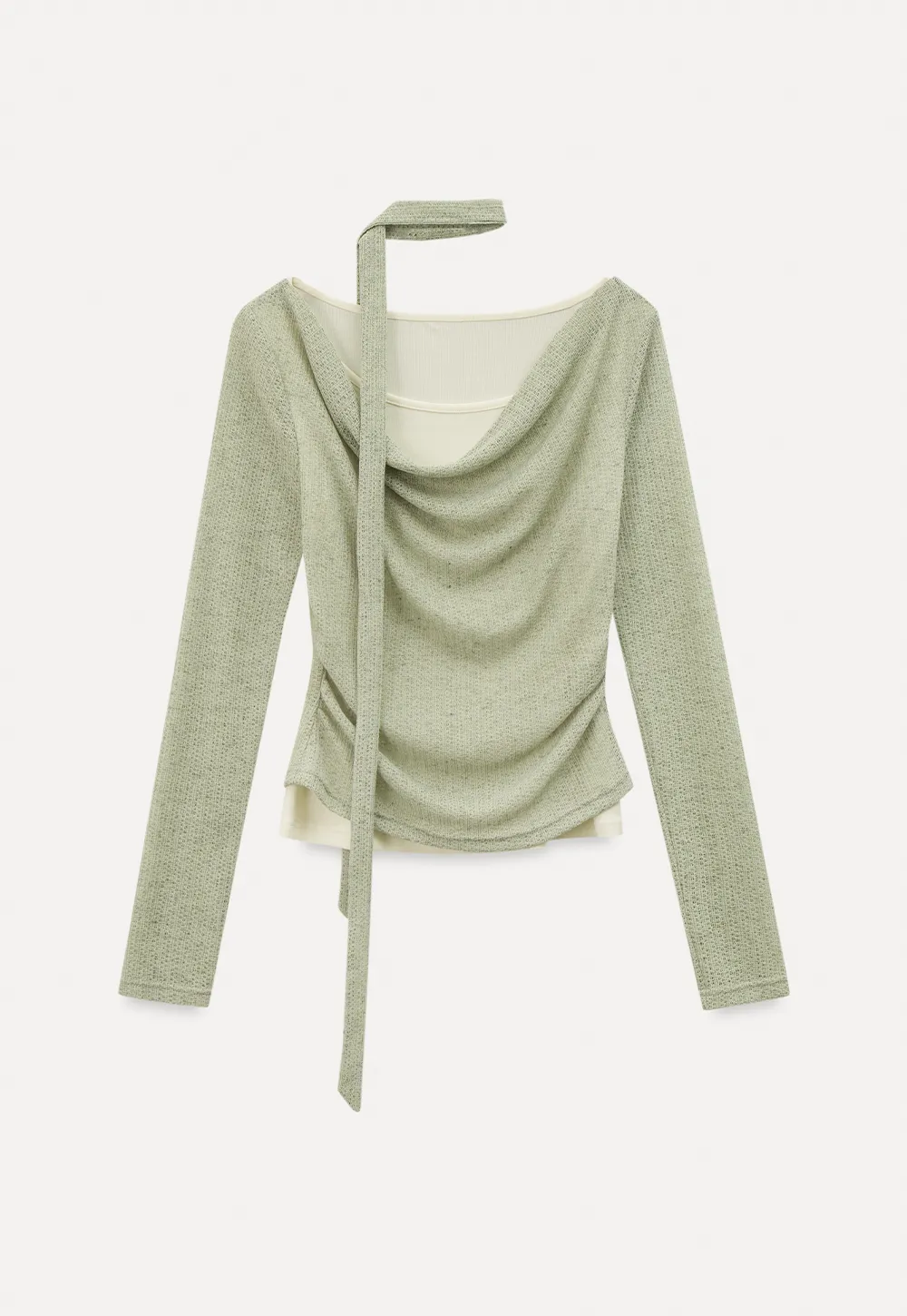 Long sleeve knit top with back tie detail