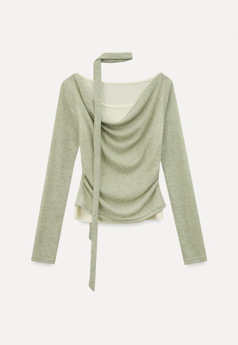 Long sleeve knit top with back tie detail