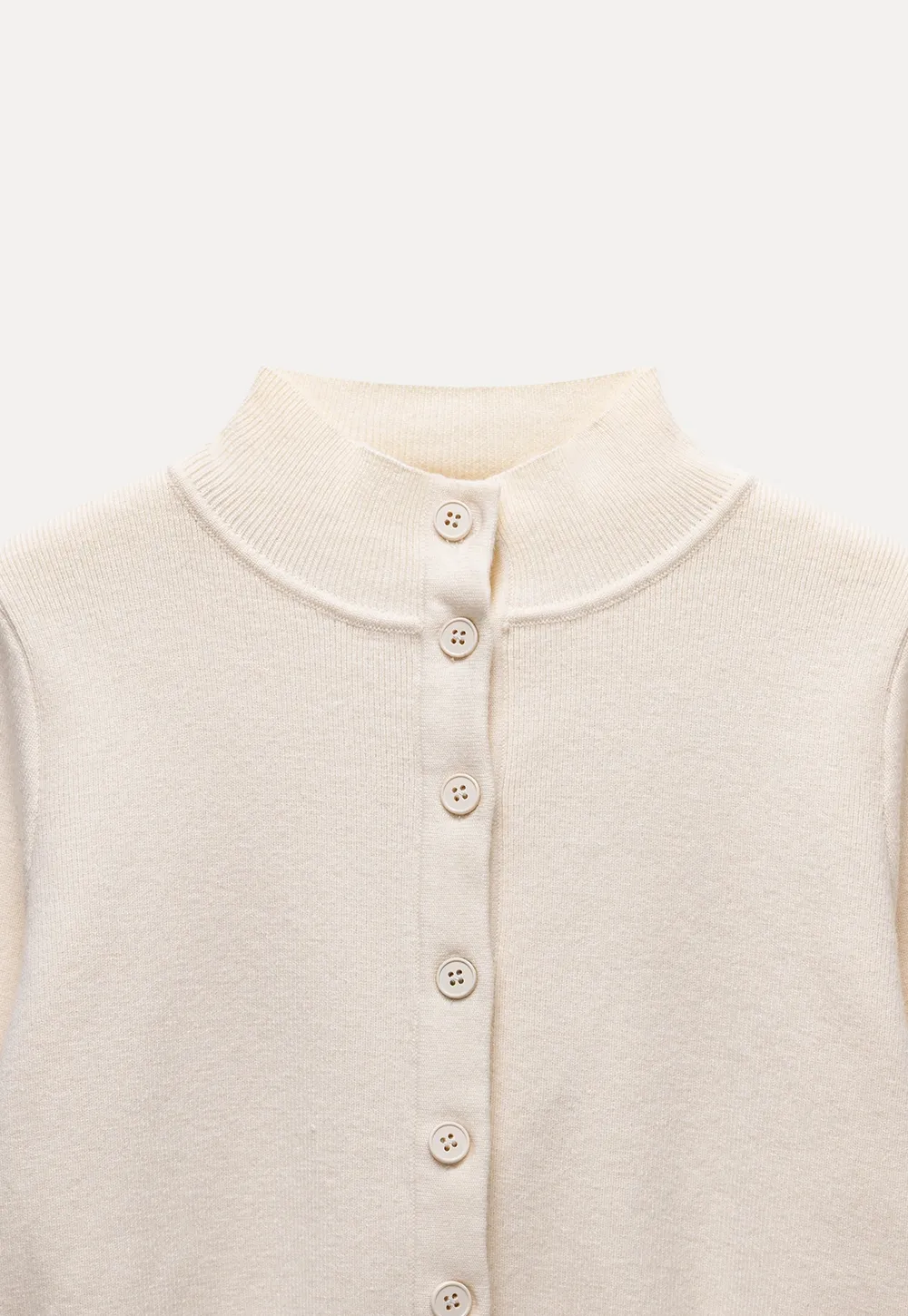 Mock Neck Button Up Knit Cardigan