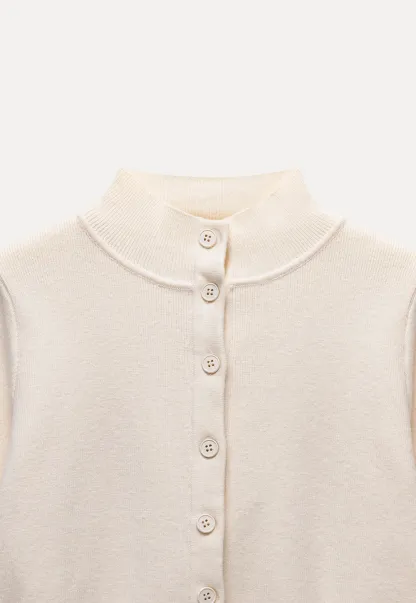 Mock Neck Button Up Knit Cardigan