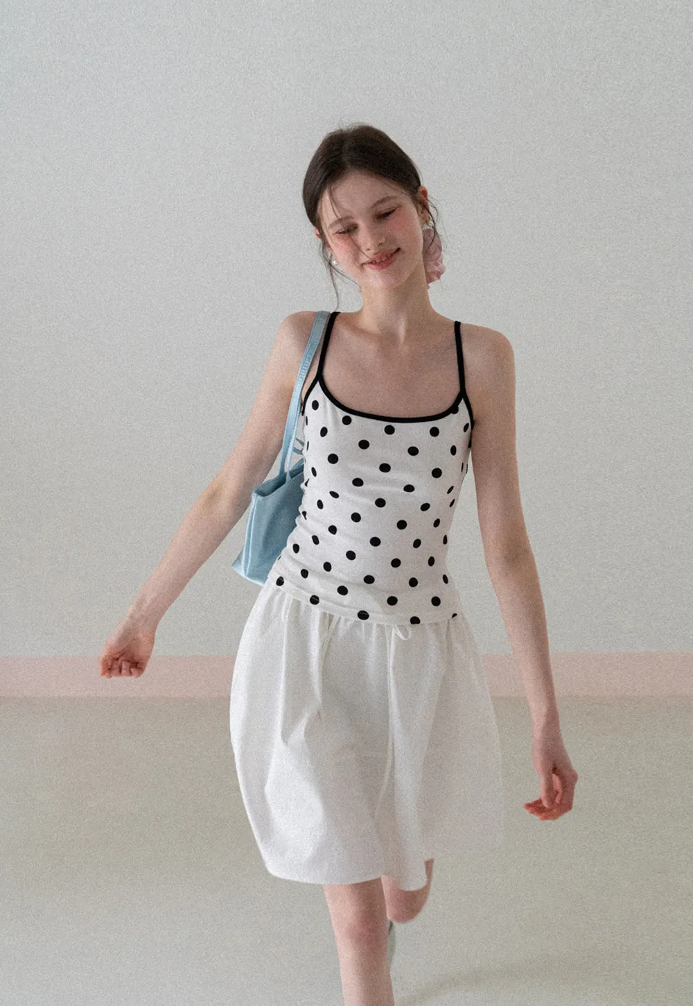 Polka Dot Tank Top with Thin Straps