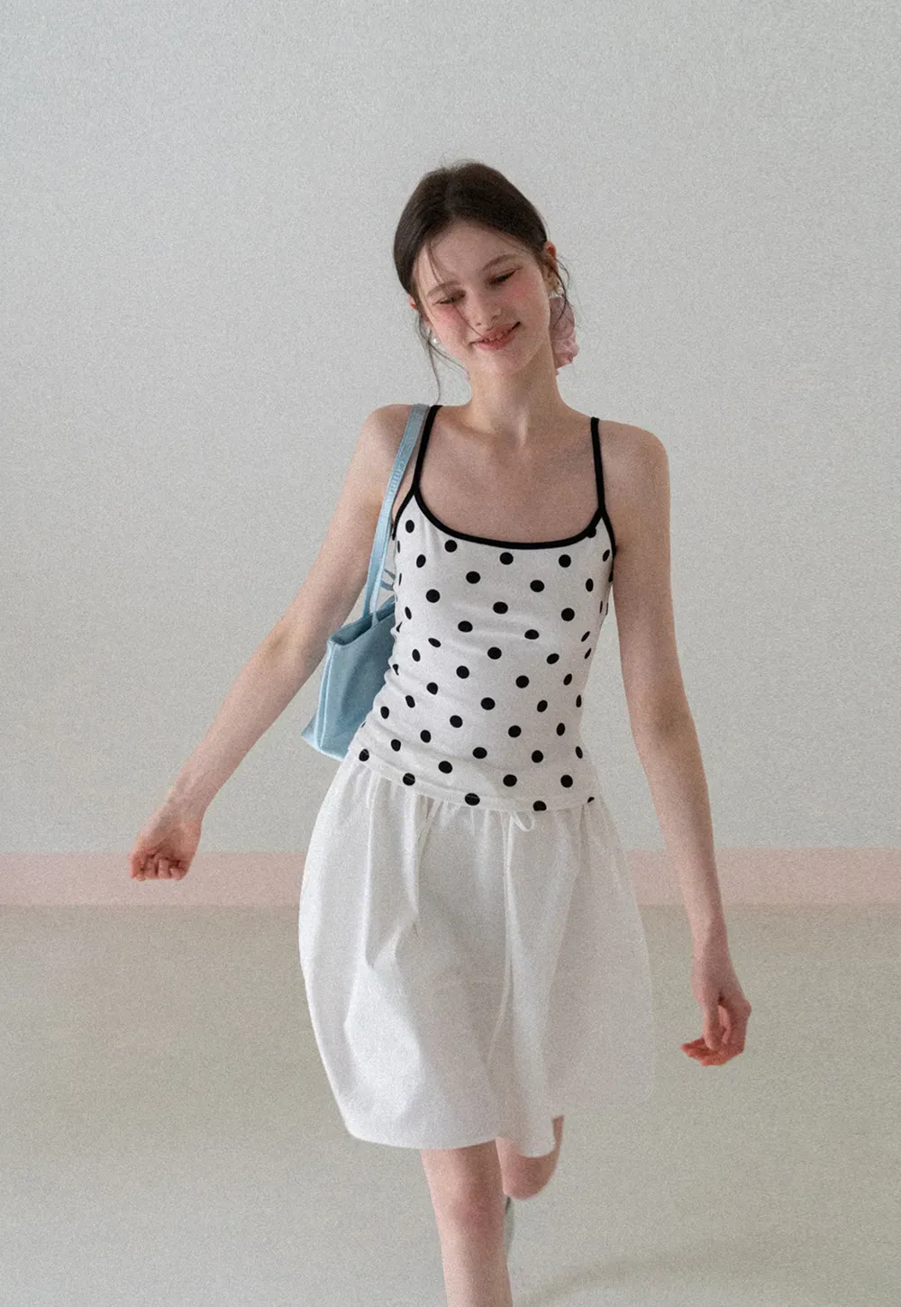 Polka Dot Tank Top with Thin Straps