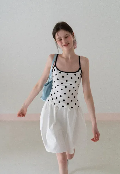 Polka Dot Tank Top with Thin Straps