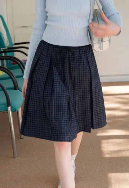 Pleated Drawstring Waist Skirt