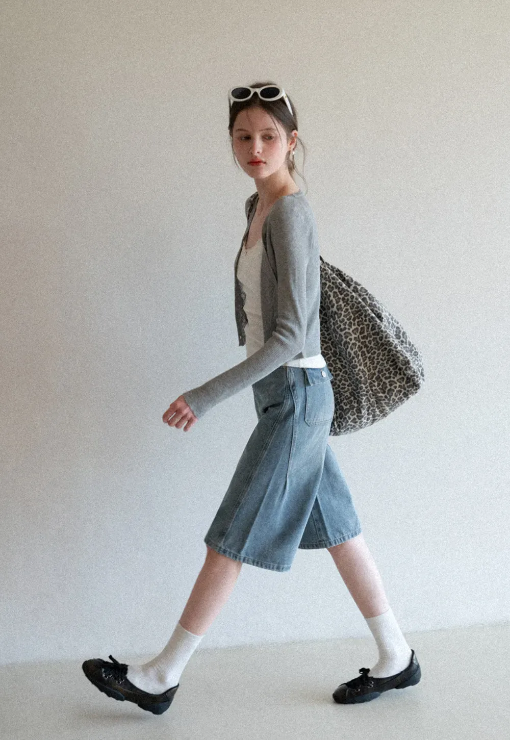 Wide Leg Denim Shorts with Belt and Back Pockets