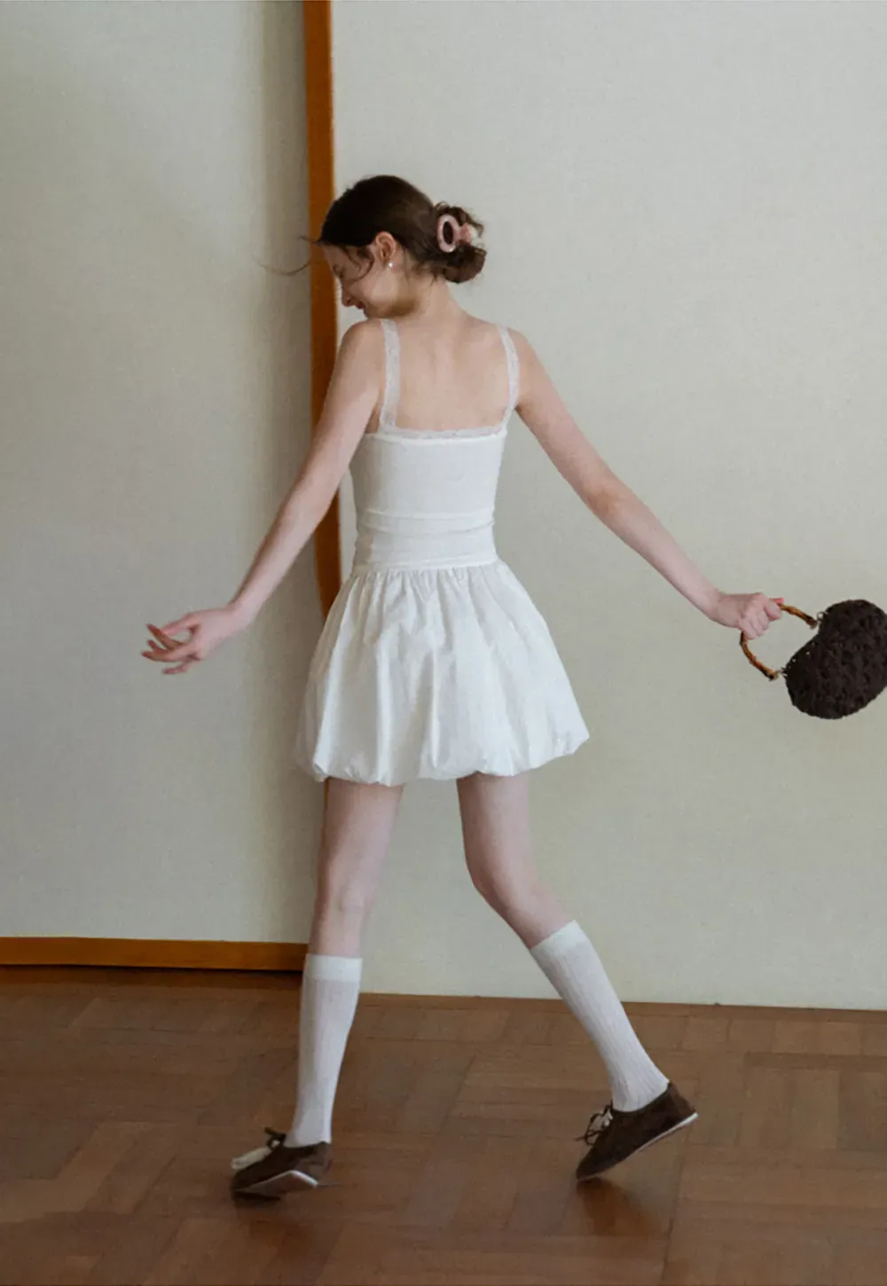 Lace Trimmed V Neck Camisole with Ruched Detail