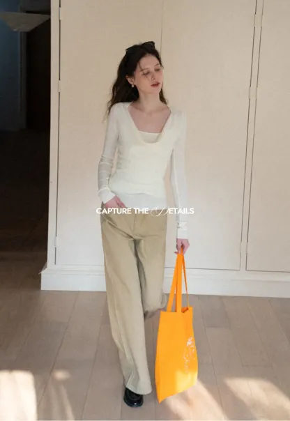 Wide leg high waist denim pants