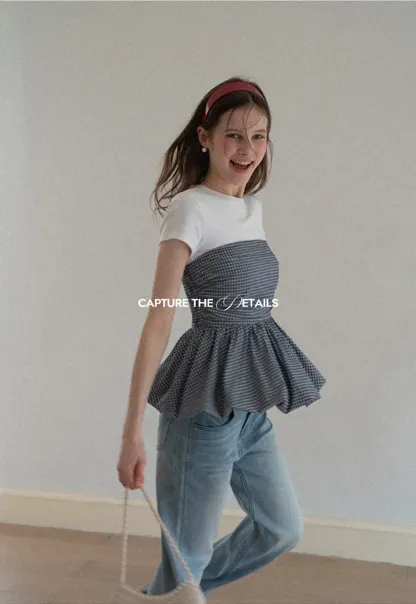 Smocked Waist Checkered Tank Top