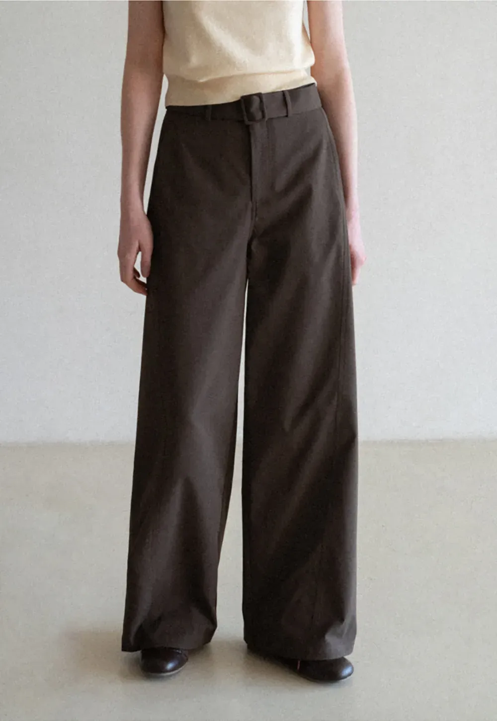 Wide Leg Casual Pants with Belted Waist