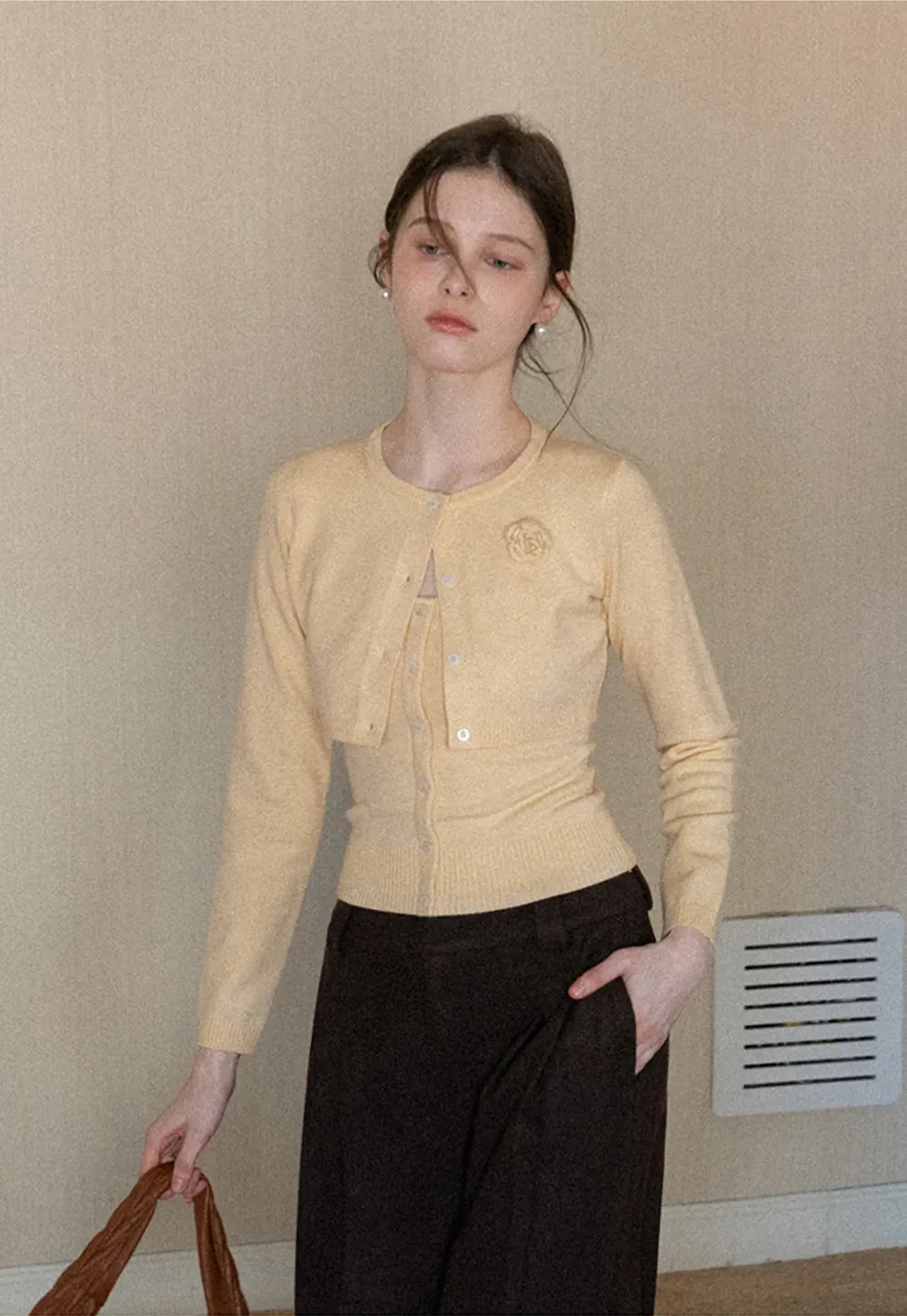 Elegant Knit Cardigan with Button Detail and Tank Top Set