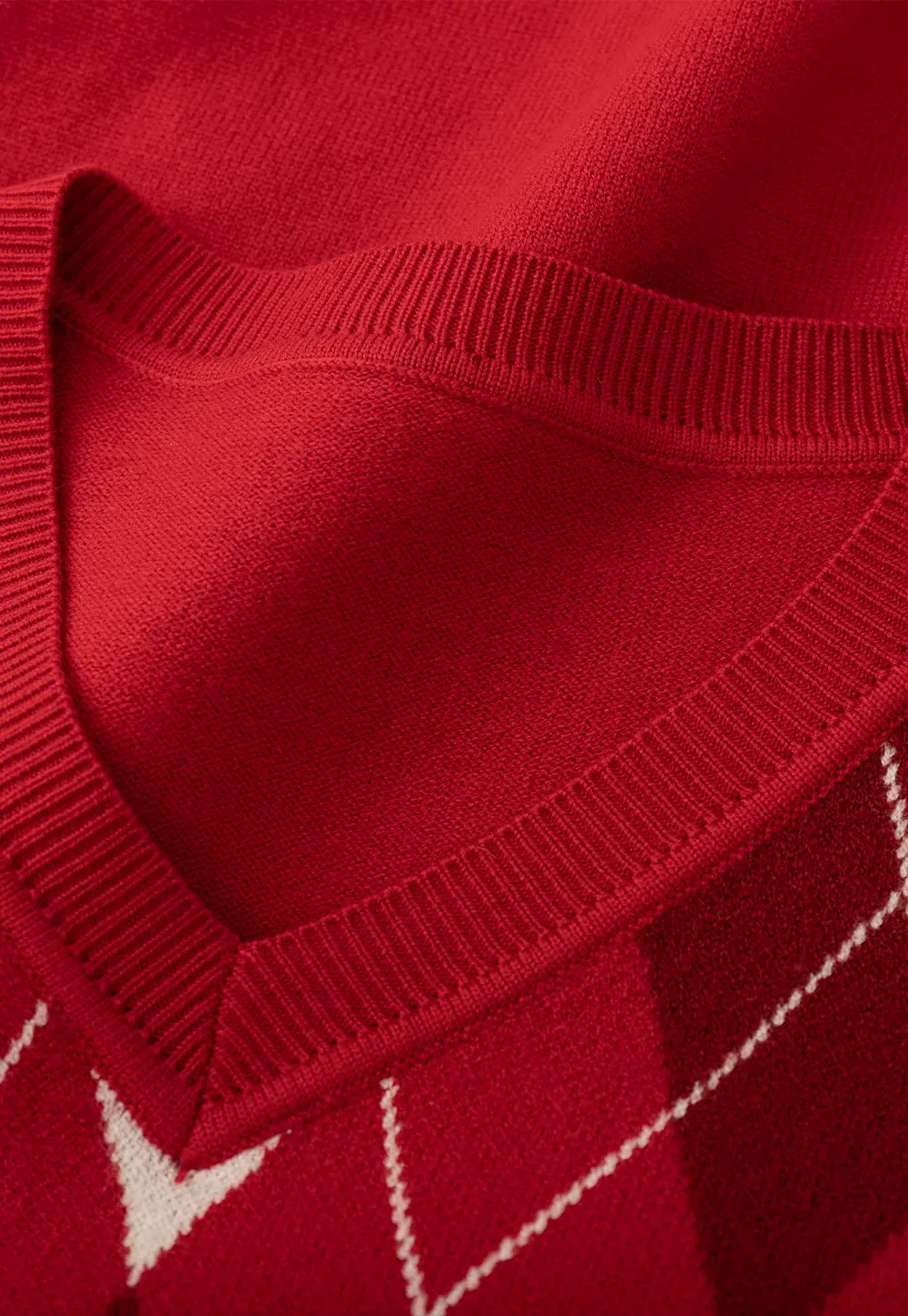 Red Knit Sweater with Shoulder Details