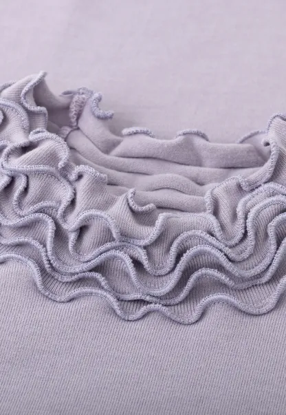 Elegant High Neck Long Sleeve Top with Ruffle Detail